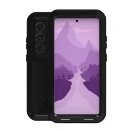   LOVE MEI Powerful defender műanyag telefonvédő (fém keret, erős ütésállóság, porálló + képernyővédő üveg) FEKETE