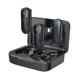   DEVIA bluetooth mikrofon 2db (lightning, LAVALIER csíptethető, zajszűrő + töltőtok) FEKETE
