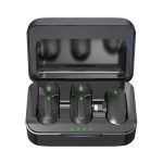 DEVIA bluetooth mikrofon 2db (lightning, LAVALIER csíptethető, zajszűrő + töltőtok) FEKETE