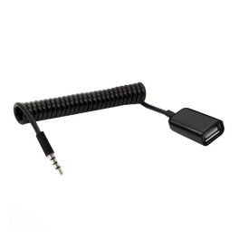 Audió adapter kábel (USB aljzat - 3.5mm jack, OTG, spirálkábel) FEKETE   Audió adapter kábel (USB aljzat - 3.5mm jack, OTG, spirálkábel) FEKETE