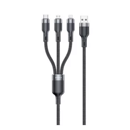   AWEI CL-975 adatkábel 3in1 (USB - Type-C/lightning/microUSB, 100W, gyorstöltő, 120cm) FEKETE