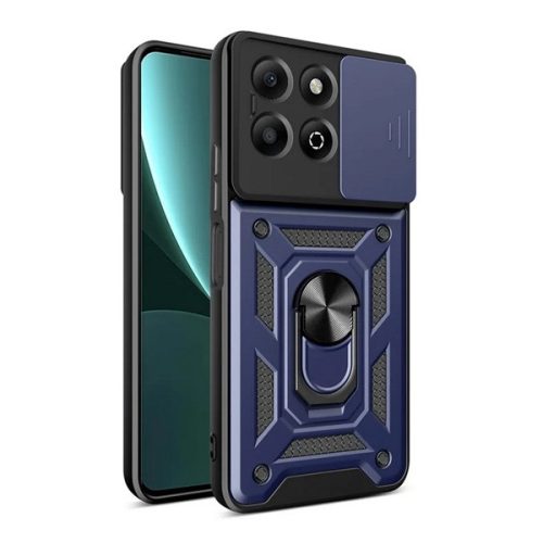 Defender szilikon telefonvédő (ütésállóság, tartógyűrű, kameravédő) SÖTÉTKÉK