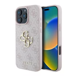   GUESS 4G BIG LOGO szilikon telefonvédő (ütésállóság, bőr hatású hátlap) RÓZSASZÍN