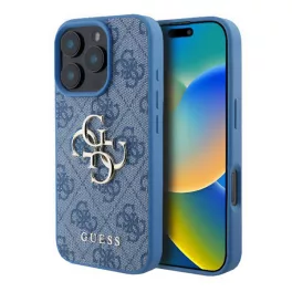   GUESS 4G BIG LOGO szilikon telefonvédő (ütésállóság, bőr hatású hátlap) VILÁGOSKÉK