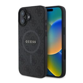   GUESS 4G RING CLASSIC LOGO szilikon telefonvédő (ütésállóság, textil hátlap, MagSafe) FEKETE