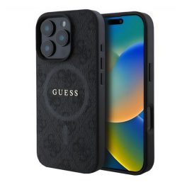 GUESS 4G RING CLASSIC LOGO szilikon telefonvédő (ütésállóság, textil hátlap, MagSafe) FEKETE   GUESS 4G RING CLASSIC LOGO szilikon telefonvédő (ütésállóság, textil hátlap, MagSafe) FEKETE