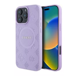   GUESS SAFFIANO PEONY CLASSIC LOGO szilikon telefonvédő (ütésállóság, bőr hatású hátlap, MagSafe) LILA
