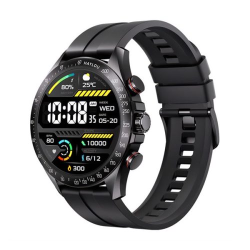 HAYLOU SOLAR PRO okosóra (49mm, szilikon szíj, fém ház, aktivitásmérő, vízálló, 100+ sport mód) FEKETE