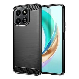   Szilikon telefonvédő (ütésállóság, légpárnás sarok, szálcsiszolt, karbon minta) FEKETE