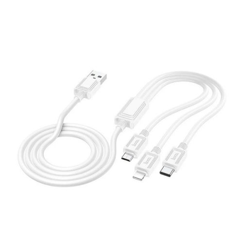 HOCO X74 töltőkábel 3in1 (USB - lightning/microUSB/Type-C, 2A, 100cm) FEHÉR