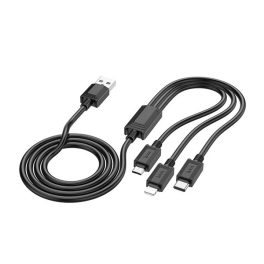   HOCO X74 töltőkábel 3in1 (USB - Type-C/lightning/microUSB, 2A, 100cm) FEKETE