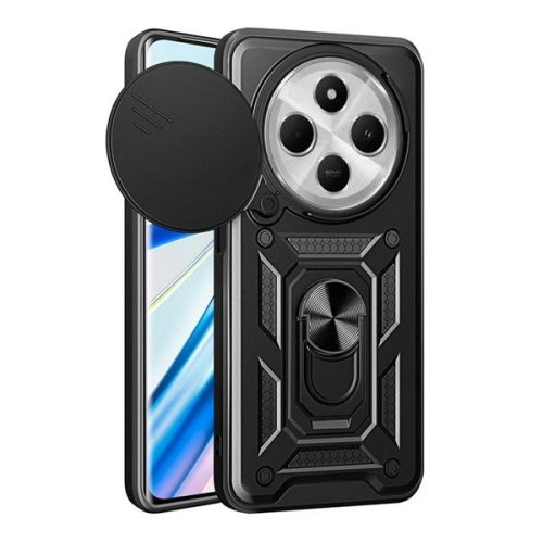 Defender szilikon telefonvédő (ütésállóság, tartógyűrű, kameravédő) FEKETE