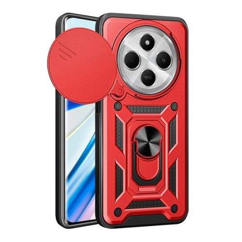 Defender szilikon telefonvédő (ütésállóság, tartógyűrű, kameravédő) PIROS