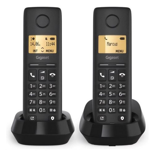 GIGASET PURE 100 DUO telefon készülék (vezeték nélküli, 1 bázis, 2 kézibeszélő, DECT) FEKETE