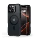ESR HYBRID HALOLOCK szilikon telefonvédő (ütésállóság, légpárnás sarok, MagSafe, matt + képernyővédő üveg) FEKETE