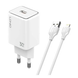 LDNIO A1508C hálózati töltő Type-C aljzat (30W, PD gyorstöltő + lightning kábel) FEHÉR   LDNIO A1508C hálózati töltő Type-C aljzat (30W, PD gyorstöltő + lightning kábel) FEHÉR