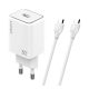 LDNIO A1508C hálózati töltő Type-C aljzat (30W, PD gyorstöltő + Type-C kábel) FEHÉR