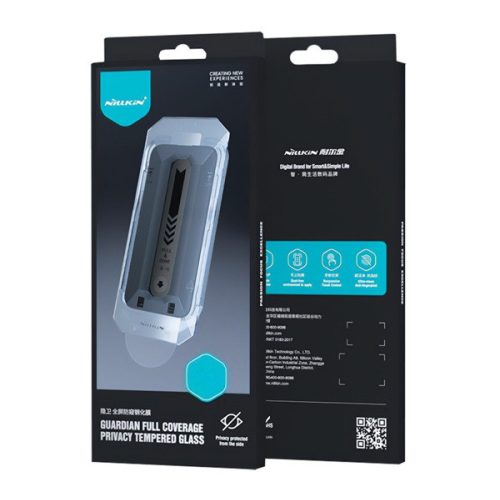 NILLKIN GUARDIAN képernyővédő üveg (2.5D, full glue, betekintés ellen, 0.33mm, 9H + segédkeret) FEKETE