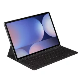   SAMSUNG tok álló, bőr hatású (FLIP, ultravékony, bluetooth billentyűzet, QWERTY, angol nyelvű) FEKETE