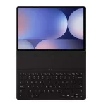 SAMSUNG tok álló, bőr hatású (FLIP, ultravékony, bluetooth billentyűzet, QWERTY, angol nyelvű) FEKETE