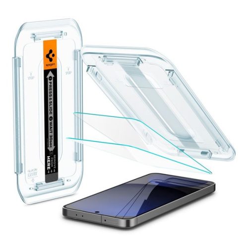 SPIGEN EZ FIT HD képernyővédő üveg 2db (2.5D, tokbarát, ultravékony, 0.2mm, 9H + segédkeret) ÁTLÁTSZÓ