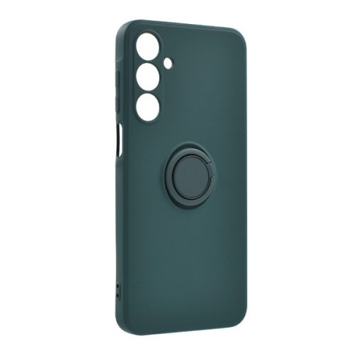 Szilikon telefonvédő (tartógyűrű, mikrofiber plüss belső, mágneses, kameravédő) SÖTÉTZÖLD