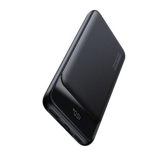 USAMS XY vésztöltő 2 USB+Type-C aljzat (10000mAh, 10W, gyorstöltő, LED kijelző) FEKETE