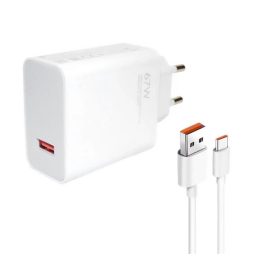   XIAOMI hálózati töltő USB aljzat (67W, gyorstöltő + Type-C kábel) FEHÉR