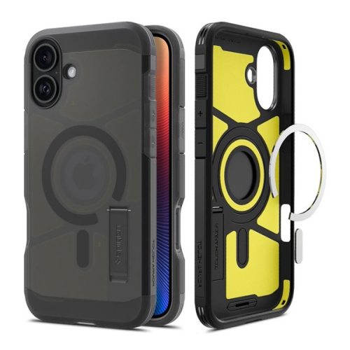 SPIGEN TOUGH ARMOR MAG műanyag telefonvédő (ütésállóság, matt, MagSafe,kitámasztó) FEKETE