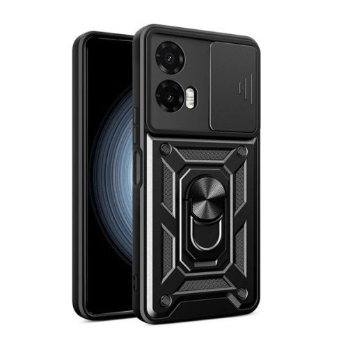 Defender szilikon telefonvédő (ütésállóság, tartógyűrű, kameravédő) FEKETE