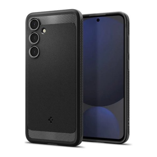 SPIGEN RUGGED ARMOR szilikon telefonvédő (ütésállóság, légpárnás sarok, karbon minta) FEKETE
