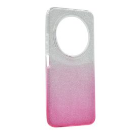   Szilikon telefonvédő (műanyag belső, csillogó hátlap) ÁTLÁTSZÓ/RÓZSASZÍN