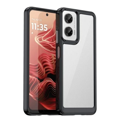 Szilikon telefonvédő (ütésállóság, átlátszó hátlap) FEKETE