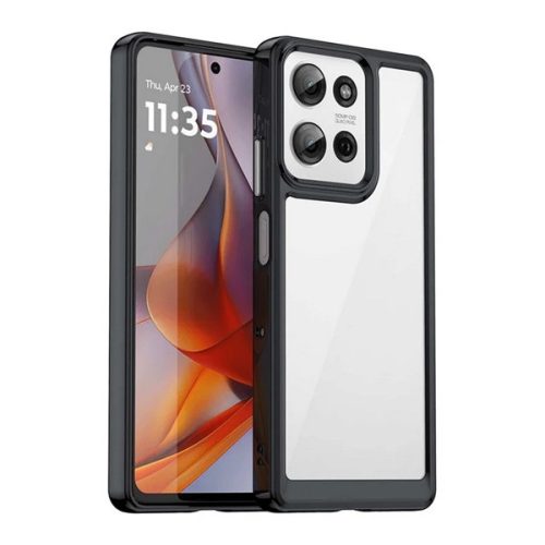 Szilikon telefonvédő (ütésállóság, átlátszó hátlap) FEKETE