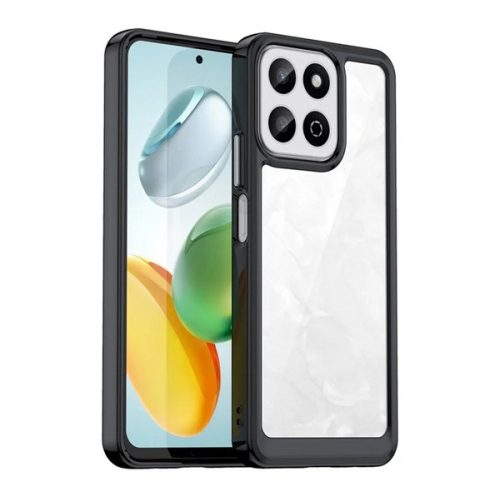 Szilikon telefonvédő (ütésállóság, átlátszó hátlap) FEKETE