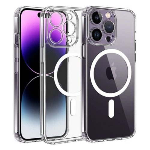 Szilikon telefonvédő (ütésállóság, légpárnás sarok, MagSafe) ÁTLÁTSZÓ