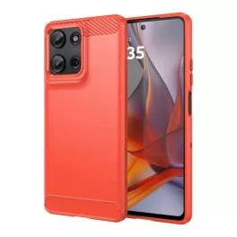   Szilikon telefonvédő (ütésállóság, légpárnás sarok, szálcsiszolt, karbon minta) PIROS