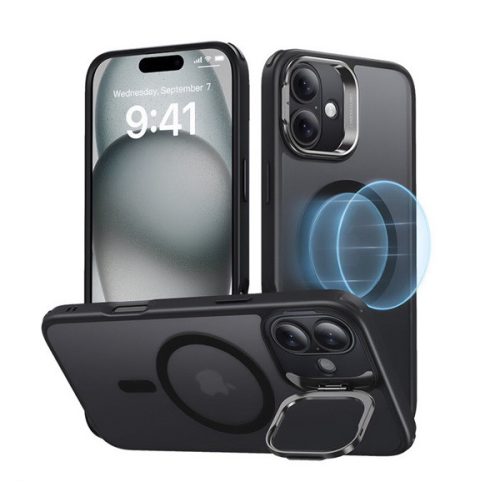 ESR CLASSIC HALOLOCK szilikon telefonvédő (ütésállóság, légpárnás sarok, MagSafe) FEKETE