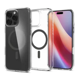   SPIGEN ULTRA HYBRID T MAG műanyag telefonvédő (ütésállóság, légpárnás keret, MagSafe) ÁTLÁTSZÓ/SÖTÉTSZÜRKE