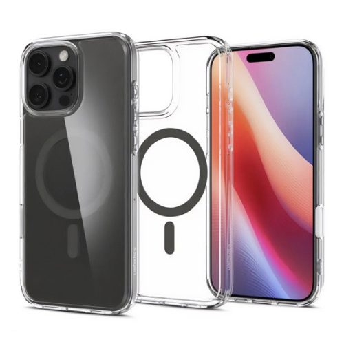 SPIGEN ULTRA HYBRID T MAG műanyag telefonvédő (ütésállóság, légpárnás keret, MagSafe) ÁTLÁTSZÓ/SÖTÉTSZÜRKE