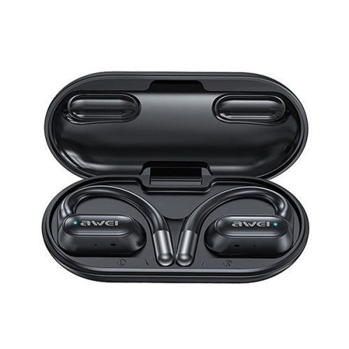 AWEI OWS T93 bluetooth fülhallgató SZTEREO (v5.4, TWS, fülre akasztható, mikrofon, IPX6 + töltőtok) FEKETE