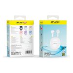 AWEI T68 bluetooth fülhallgató SZTEREO (v5.3, TWS, zajszűrő, mikrofon, IPX6 + töltőtok) FEHÉR