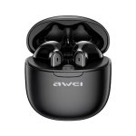 AWEI T68 bluetooth fülhallgató SZTEREO (v5.3, TWS, zajszűrő, mikrofon, IPX6 + töltőtok) FEKETE