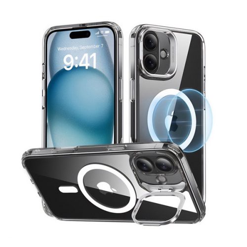 ESR CH HALOLOCK szilikon telefonvédő (ütésállóság, légpárnás sarok, kitámasztó, MagSafe) ÁTLÁTSZÓ