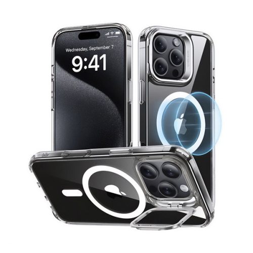 ESR CH HALOLOCK szilikon telefonvédő (ütésállóság, légpárnás sarok, kitámasztó, MagSafe) ÁTLÁTSZÓ