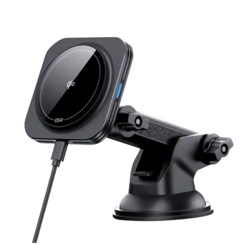 ESR HALOLOCK Qi2 autós tartó (műszerfalra, szélvédőre, mágneses, 360°, 15W, wireless, Qi2) FEKETE