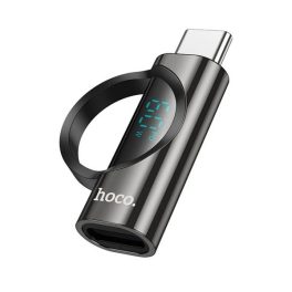   HOCO UA32A adapter (Lightning aljzat - Type-C, adatátvitel és töltés, LED kijelző) FEKETE