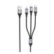 HOCO X102 töltőkábel 3in1 (USB - Type-C/lightning/microUSB, 2.4A, cipőfűző, 100cm) FEKETE