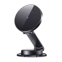   JOYROOM autós tartó (műszerfalra, mágneses, gyorstöltő, 15W, wireless, LED jelzés) FEKETE
