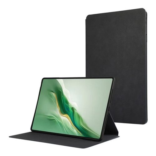 Tok álló, bőr hatású (FLIP, oldalra nyíló, TRIFOLD, asztali tartó) FEKETE